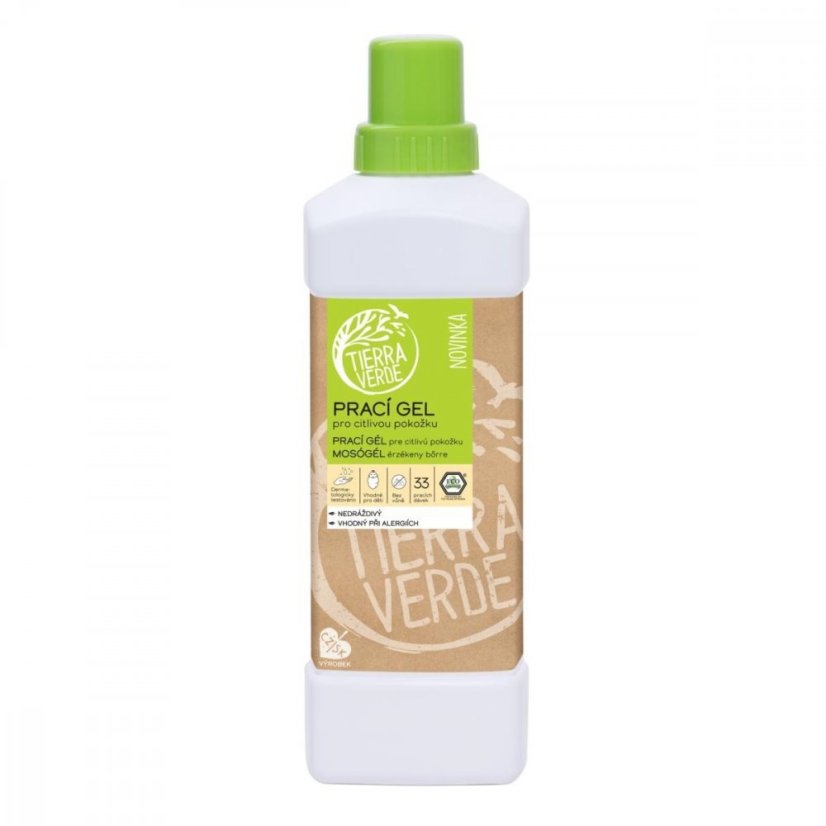 Koncentrovaný ekologický prací gél pre citlivú pokožku (bez vône) - Tierra Verde - Balenie: 1 l - fľaša