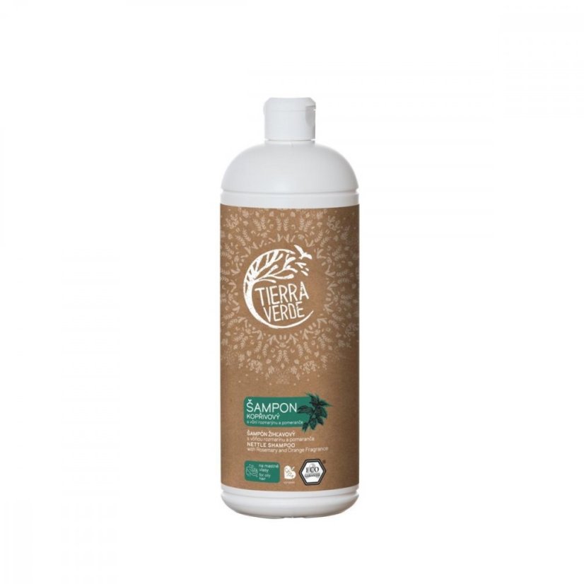 Ekologický žihľavový šampón na mastné vlasy s vôňou rozmarínu a pomaranča - Tierra Verde - Balenie: 1 l - fľaša