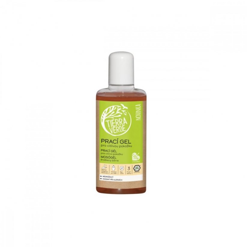Koncentrovaný ekologický prací gél pre citlivú pokožku (bez vône) - Tierra Verde - Balenie: 110 ml - fľaštička