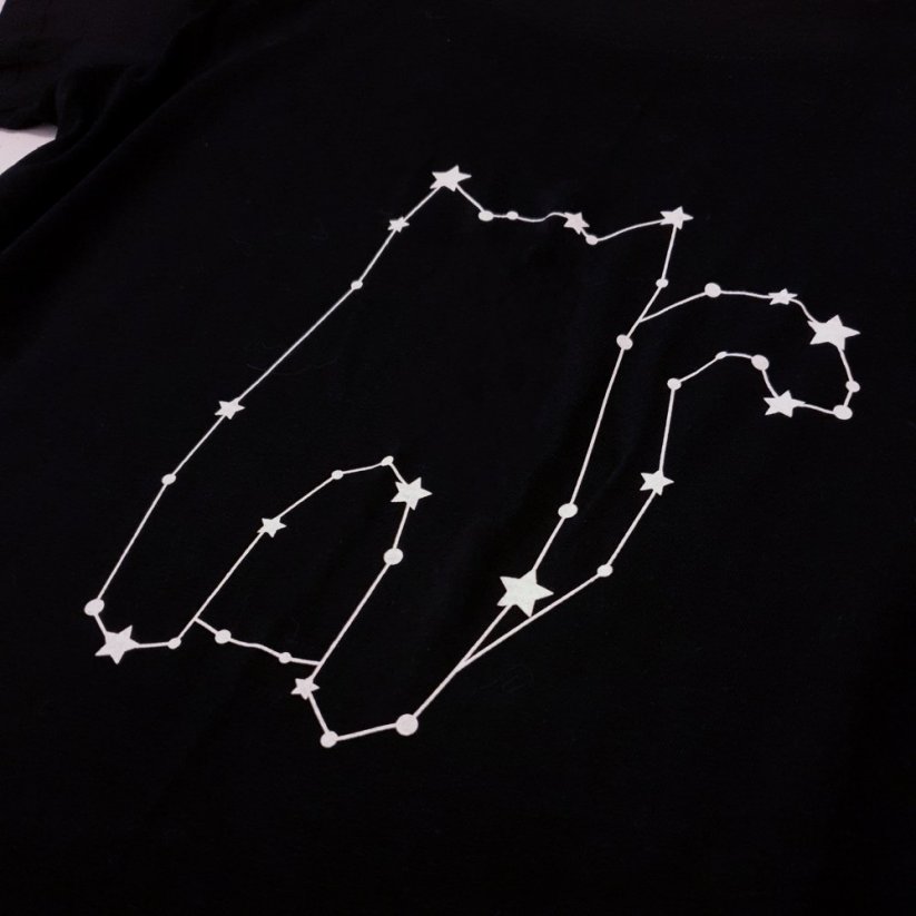 Čierne tričko z BIO bavlny so súhvezdím mačička - BLAQCAT - Veľkosť: M