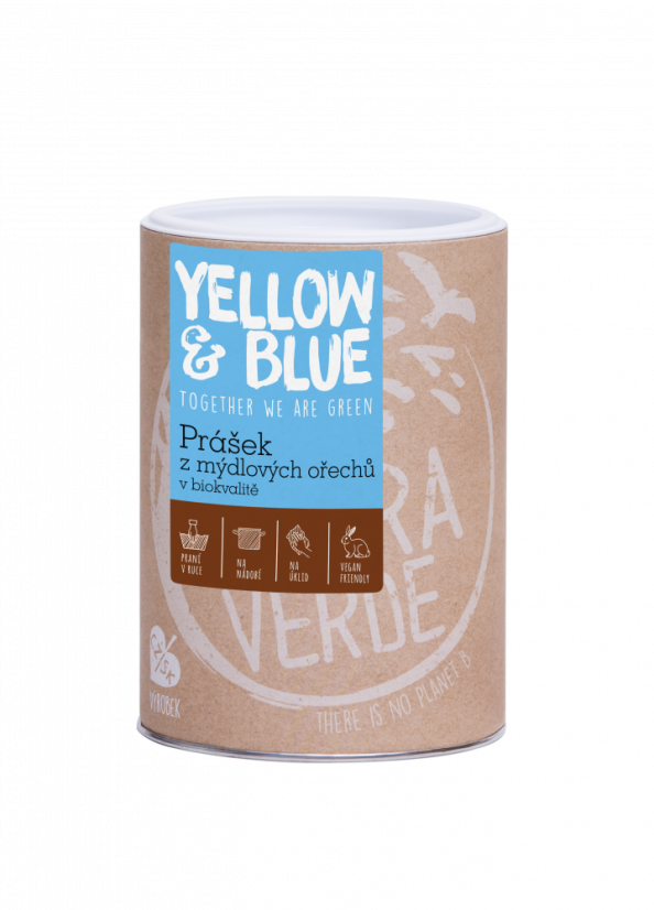 Prášok z mydlových orechov v BIO kvalite - Tierra Verde (Yellow&Blue) - Balenie: 500 g - dóza