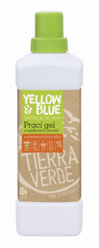Koncentrovaný ekologický prací gél s pomarančovou silicou - Tierra Verde (Yellow&Blue) - Balenie: 1 l - fľaša